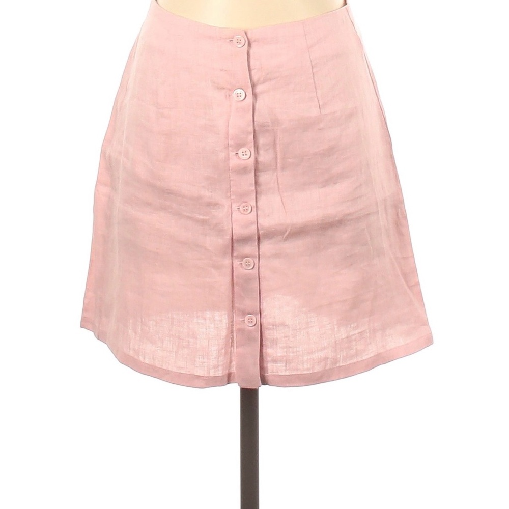 Reformation Soft Pink Button-Front A-Line Skirt